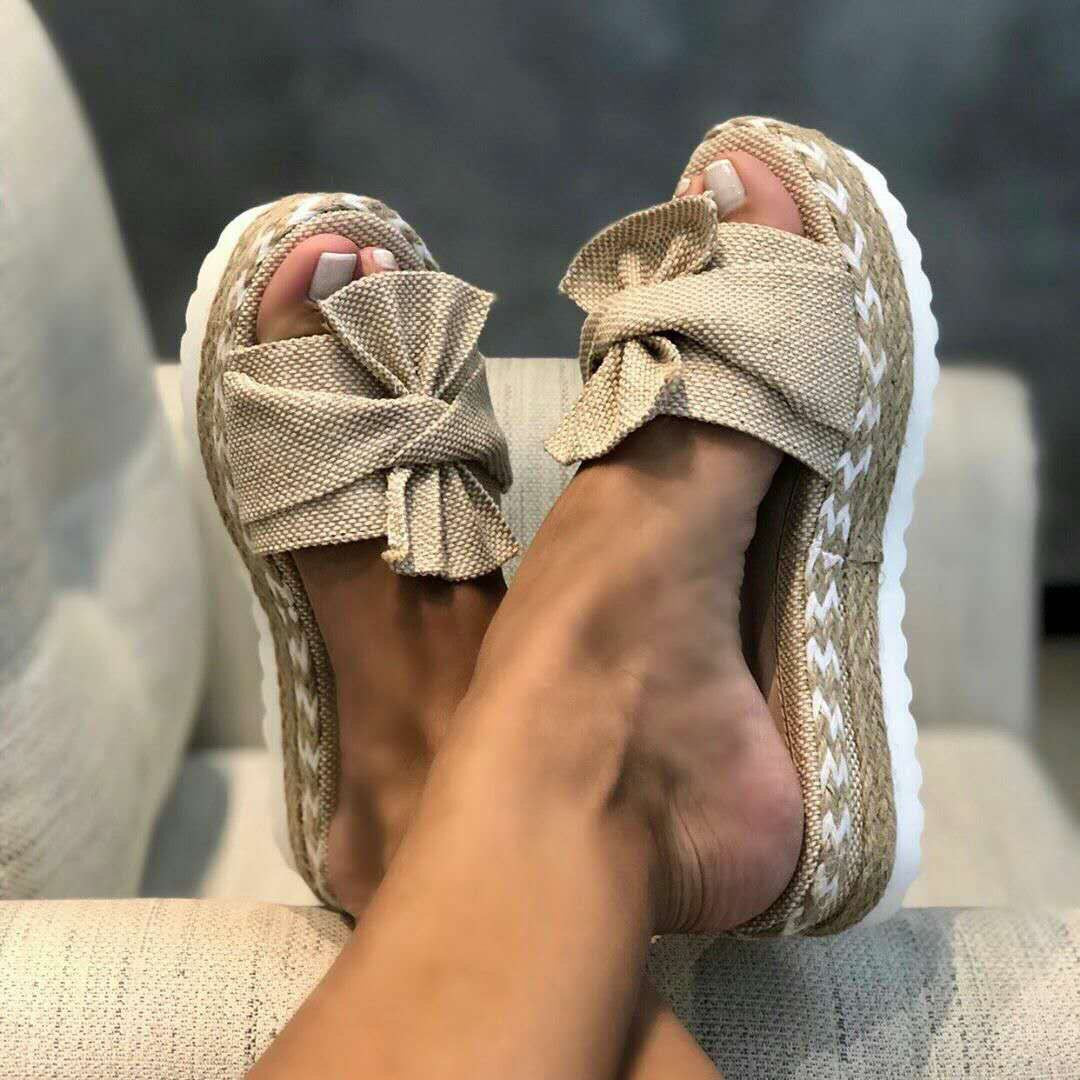 Sandales compensées femme à nœud, collection OKADEA