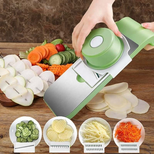 Hachoir de cuisine multifonctionnel 7 en 1 en acier inoxydable avec protège-mains