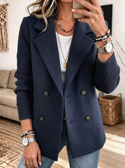 Veste Croisée Femme Automne – Manches Maille, Look Élégant