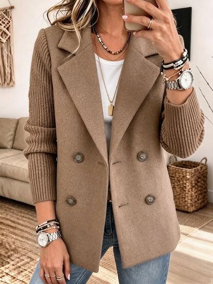 Veste Croisée Femme Automne – Manches Maille, Look Élégant