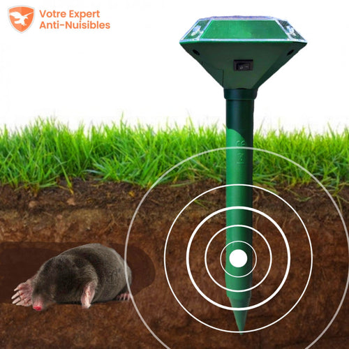 Répulsif à taupes à vis imperméable alimenté par énergie solaire