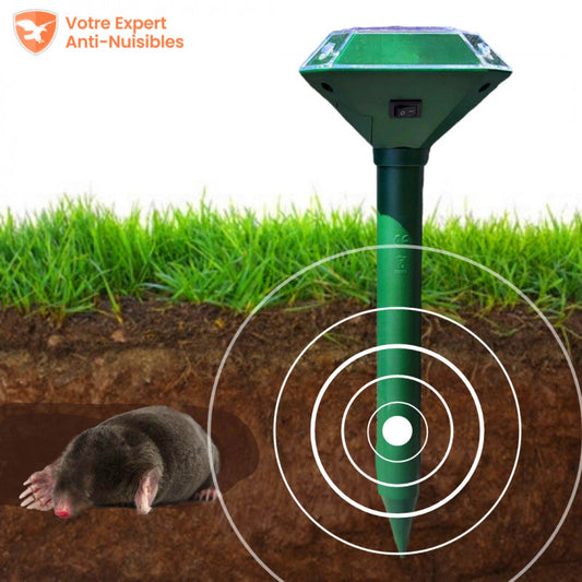 Répulsif à taupes à vis imperméable alimenté par énergie solaire