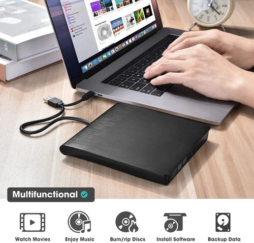 Lecteur CD/DVD Externe – Plug & Play, Portable & Compatible Mac/Windows